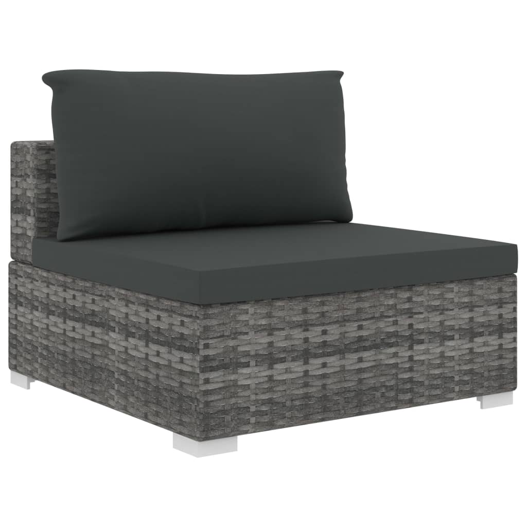 Set Divani da Giardino 13 pz con Cuscini in Polyrattan Grigio 46759