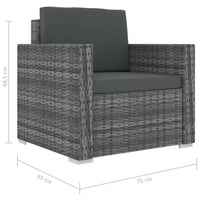 Set Divani da Giardino 13 pz con Cuscini in Polyrattan Grigio 46759