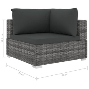 Set Divani da Giardino 13 pz con Cuscini in Polyrattan Grigio 46759