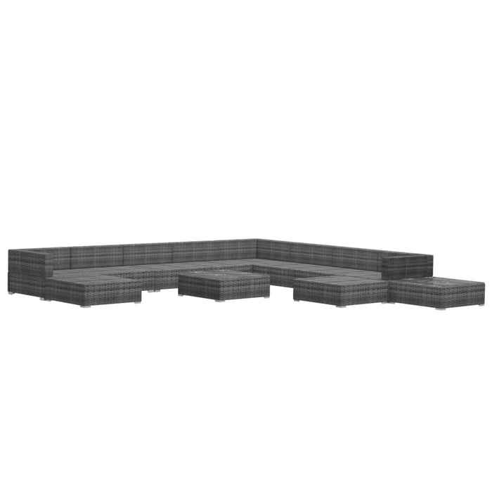 Set Divani da Giardino 12 pz con Cuscini in Polyrattan Grigio 46763