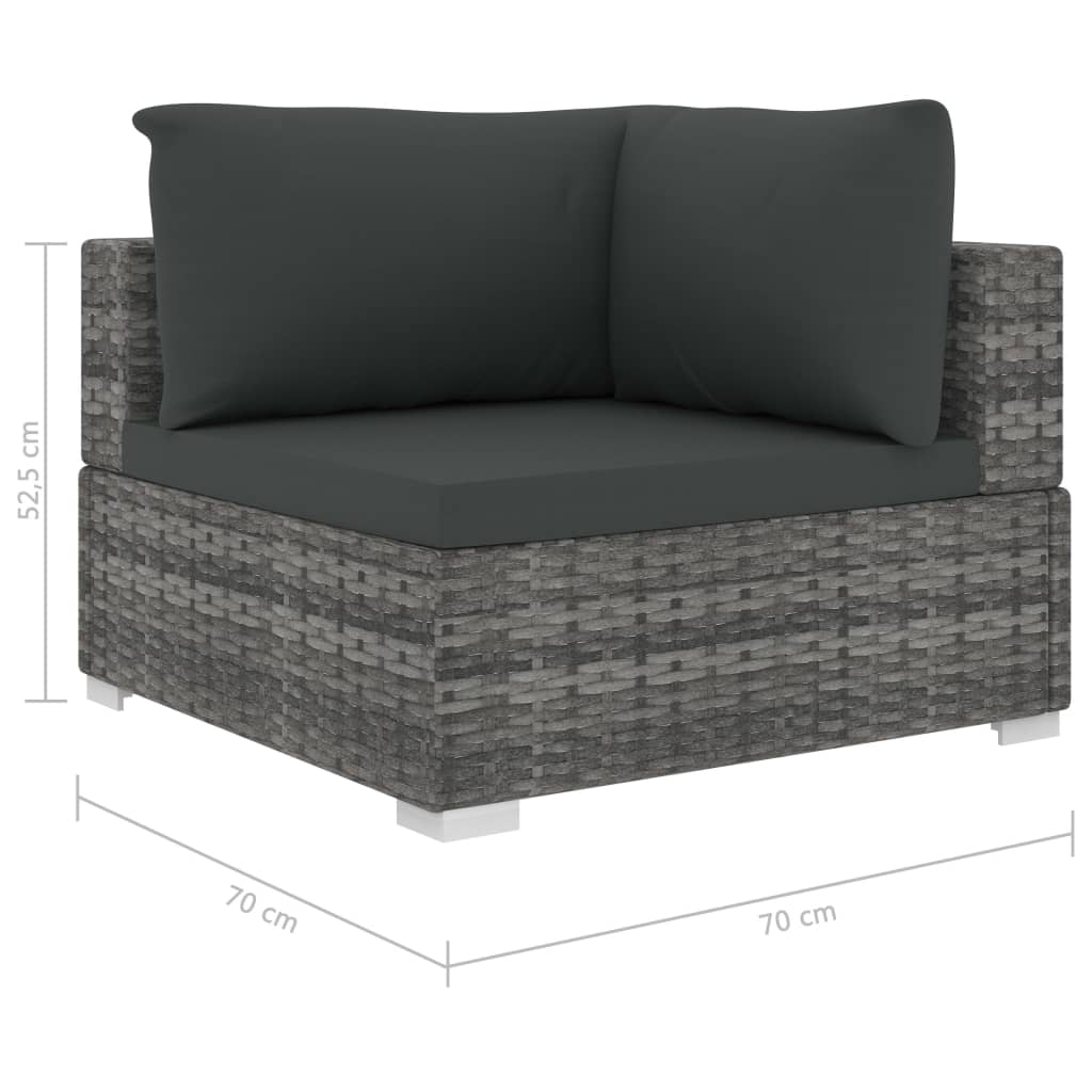 Set Divani da Giardino 12 pz con Cuscini in Polyrattan Grigio 46763