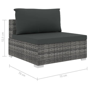 Set Divani da Giardino 12 pz con Cuscini in Polyrattan Grigio 46763