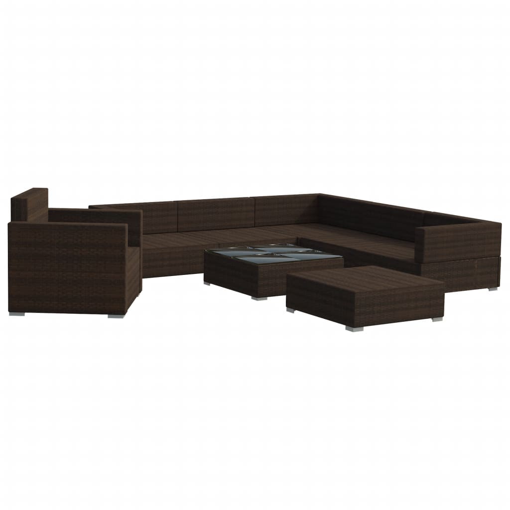 Set Divani da Giardino 8 pz con Cuscini in Polyrattan Marrone 46765