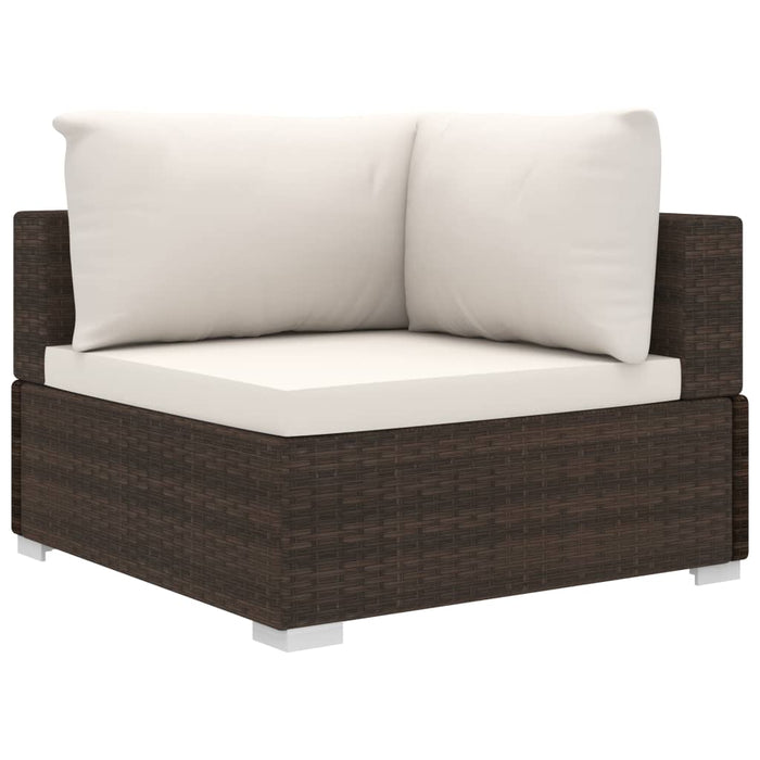 Set Divani da Giardino 8 pz con Cuscini in Polyrattan Marrone 46765