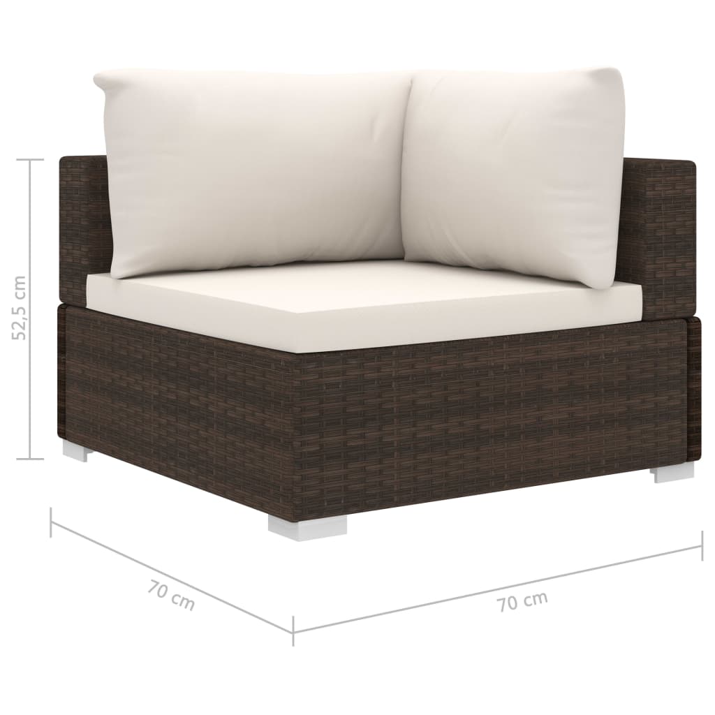 Set Divani da Giardino 8 pz con Cuscini in Polyrattan Marrone 46765