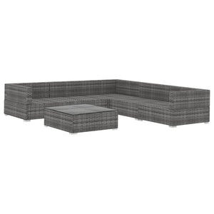 Set Divani da Giardino 6 pz con Cuscini in Polyrattan Grigio 46771