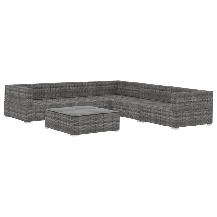 Set Divani da Giardino 6 pz con Cuscini in Polyrattan Grigio 46771