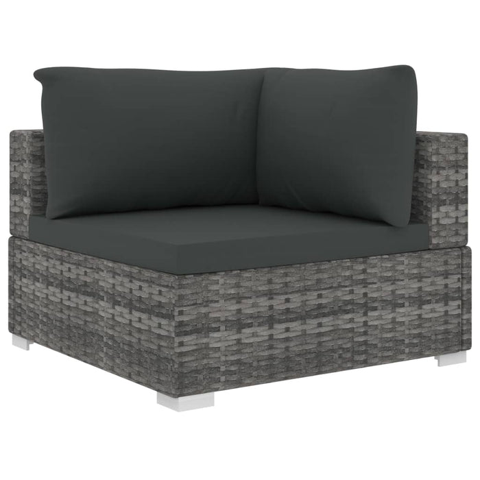 Set Divani da Giardino 6 pz con Cuscini in Polyrattan Grigio 46771