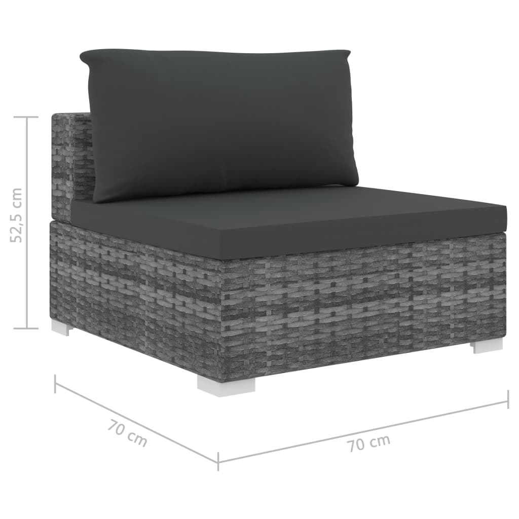 Set Divani da Giardino 6 pz con Cuscini in Polyrattan Grigio 46771