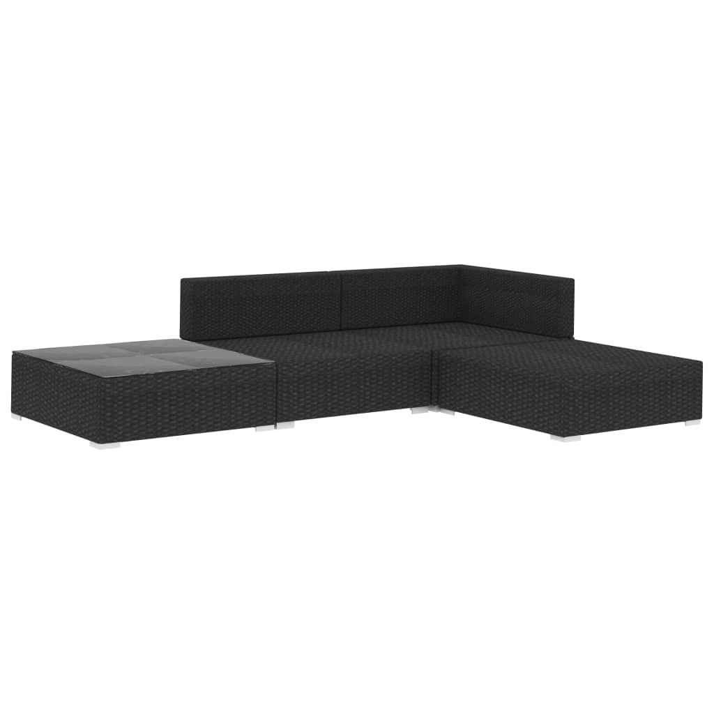 Set Divani da Giardino 4 pz con Cuscini in Polyrattan Nero cod mxl 31338