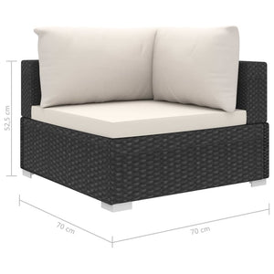 Set Divani da Giardino 4 pz con Cuscini in Polyrattan Nero cod mxl 31338