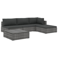 Set Divani da Giardino 5 pz con Cuscini in Polyrattan Grigio 46783