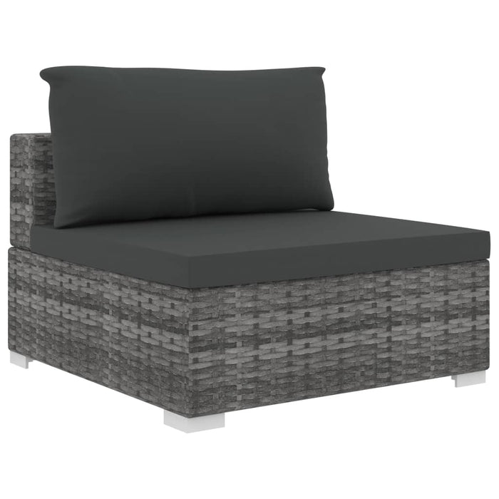 Set Divani da Giardino 5 pz con Cuscini in Polyrattan Grigio 46783