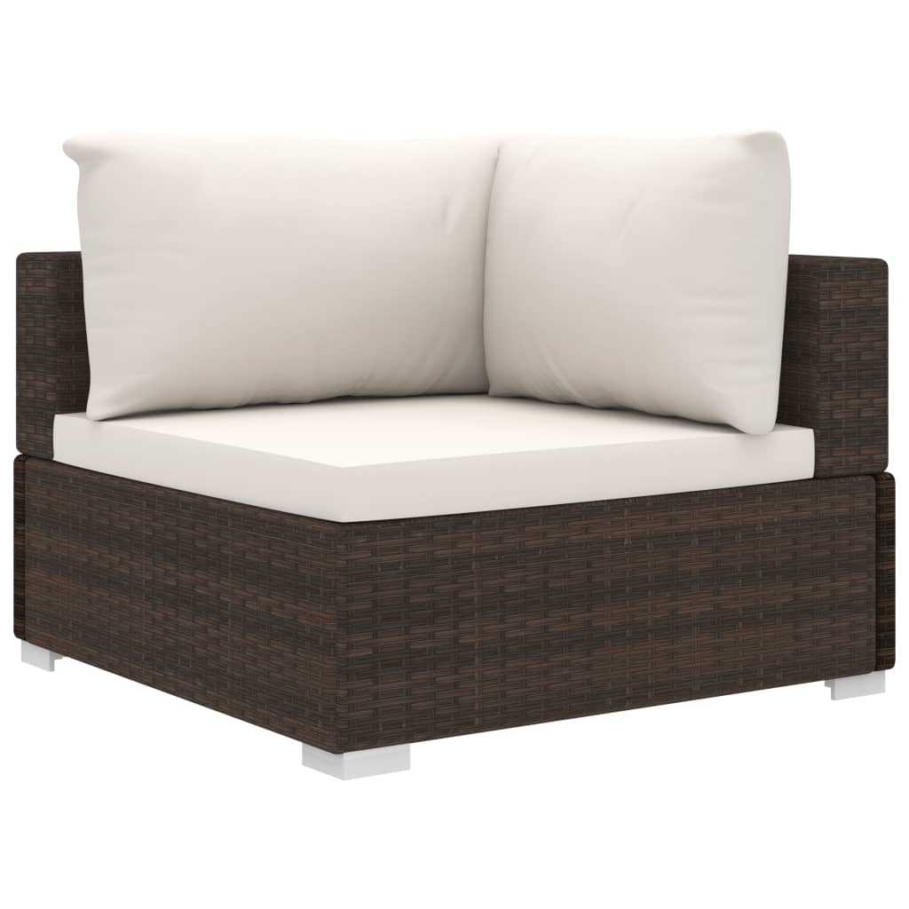 Set Divani da Giardino 11 pz con Cuscini in Polyrattan Marrone 46789