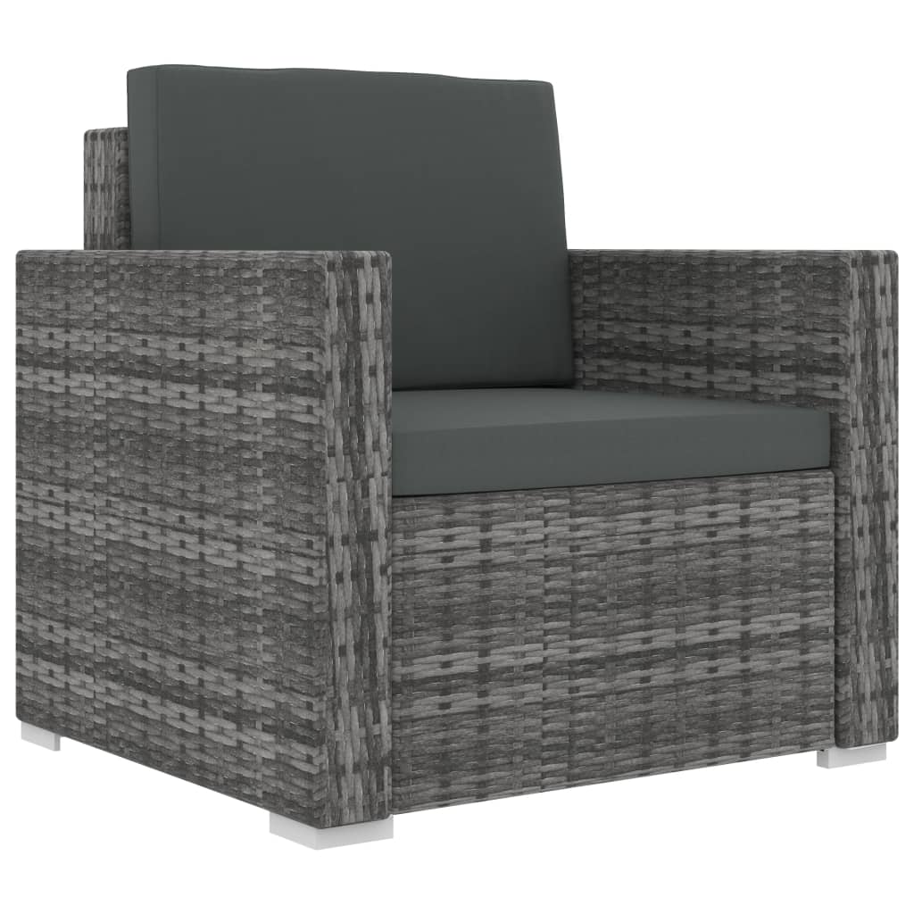 Set Divani da Giardino 11 pz con Cuscini in Polyrattan Grigio 46791