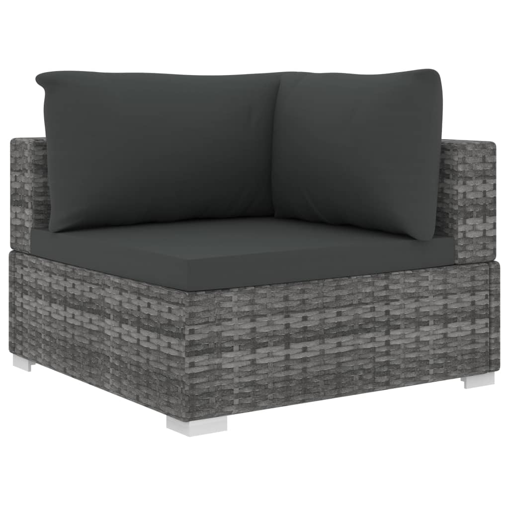 Set Divani da Giardino 11 pz con Cuscini in Polyrattan Grigio 46791