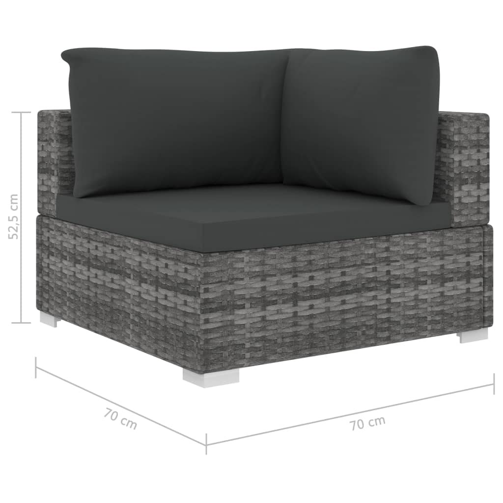 Set Divani da Giardino 11 pz con Cuscini in Polyrattan Grigio 46791