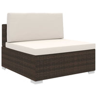 Seduta Centrale Modulare 1 pz con Cuscini in Polyrattan Marrone cod mxl 78128