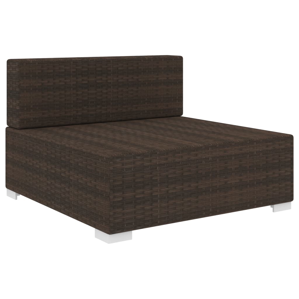 Seduta Centrale Modulare 1 pz con Cuscini in Polyrattan Marrone cod mxl 78128