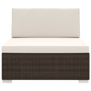 Seduta Centrale Modulare 1 pz con Cuscini in Polyrattan Marrone cod mxl 78128