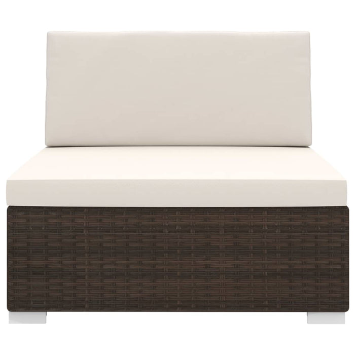 Seduta Centrale Modulare 1 pz con Cuscini in Polyrattan Marrone 46793