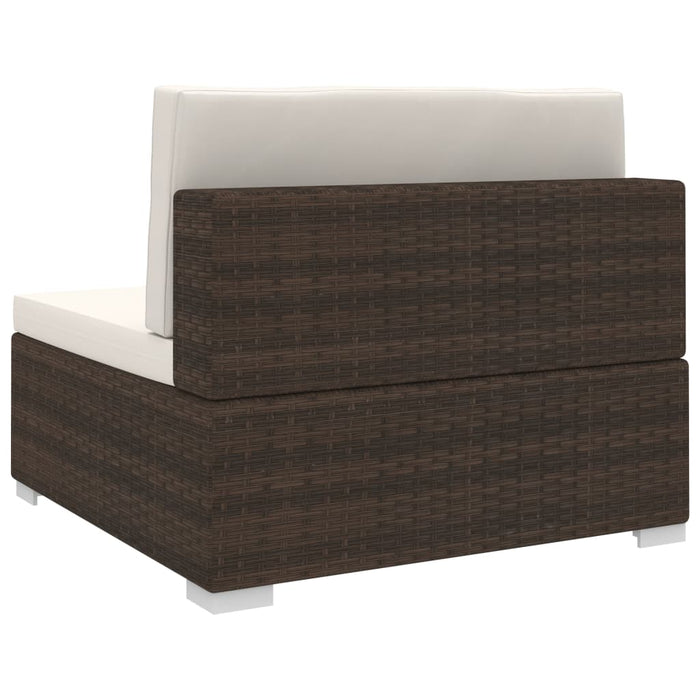 Seduta Centrale Modulare 1 pz con Cuscini in Polyrattan Marrone cod mxl 78128