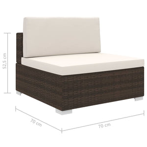 Seduta Centrale Modulare 1 pz con Cuscini in Polyrattan Marrone cod mxl 78128