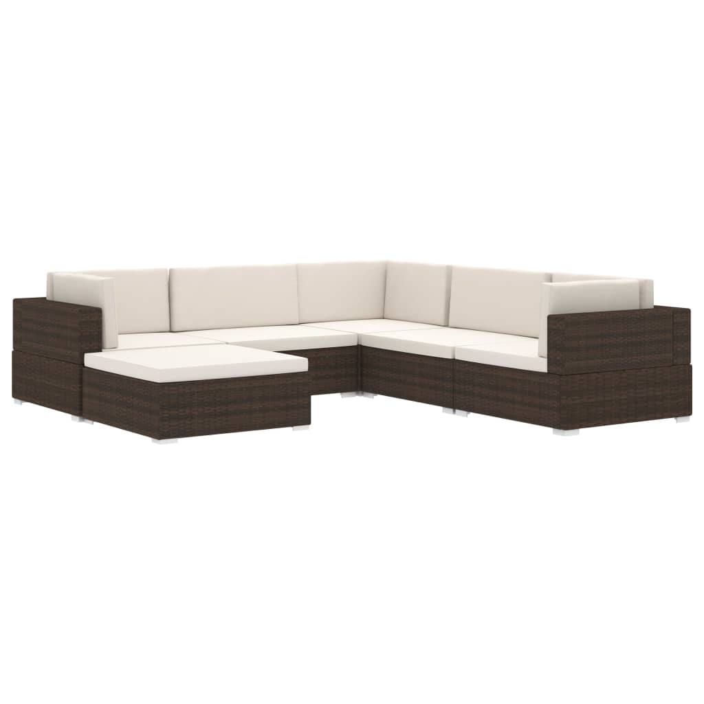 Seduta Centrale Modulare 1 pz con Cuscini in Polyrattan Marrone 46793