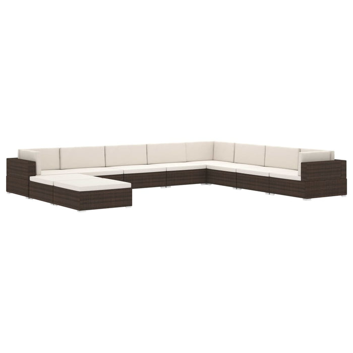 Seduta Centrale Modulare 1 pz con Cuscini in Polyrattan Marrone 46793