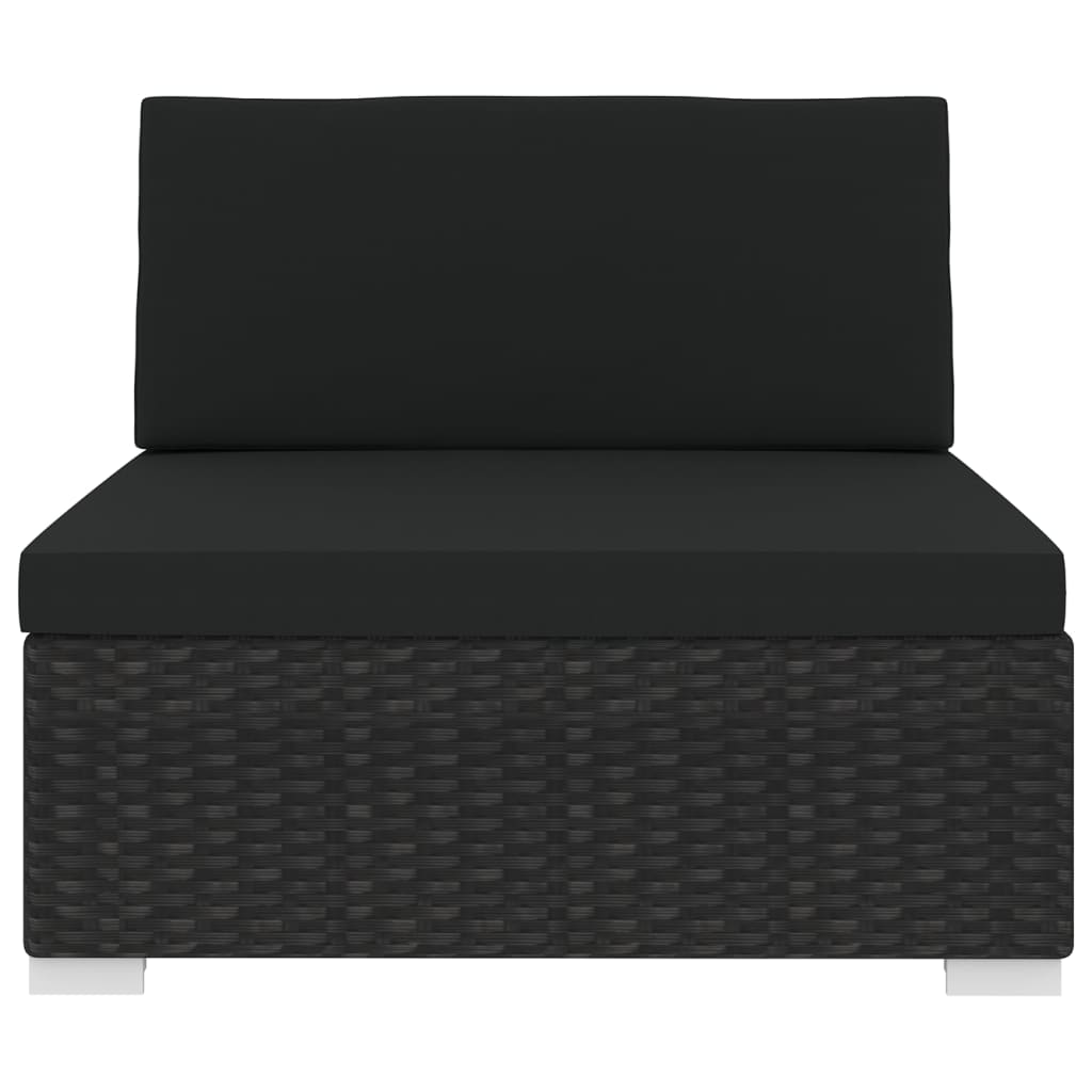 Seduta Centrale Modulare 1 pz con Cuscini in Polyrattan Nero cod mxl 60977