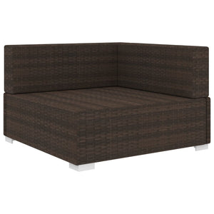 Poltrona Modulare ad Angolo 1 pz con Cuscini Polyrattan Marrone cod mxl 78135