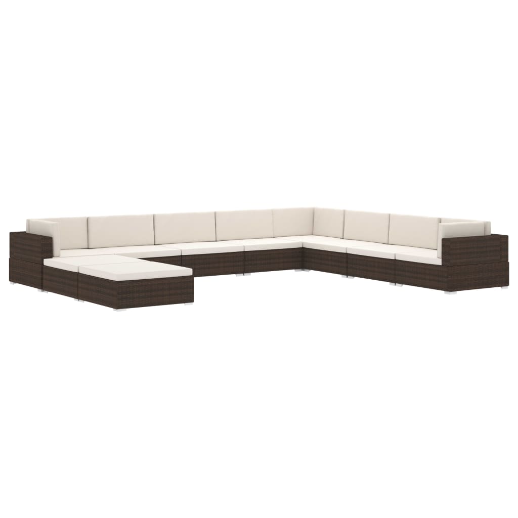 Poltrona Modulare ad Angolo 1 pz con Cuscini Polyrattan Marrone cod mxl 78135