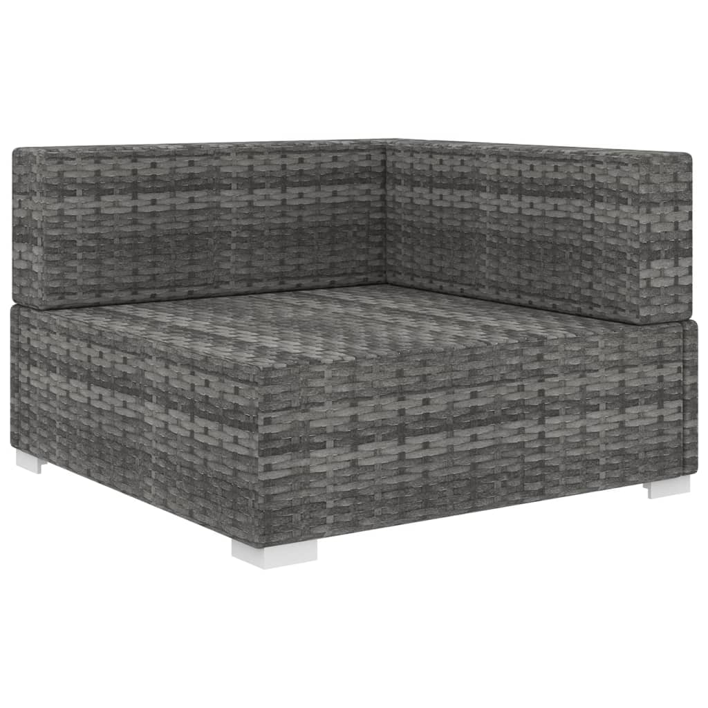 Poltrona Modulare ad Angolo 1 pz con Cuscini Polyrattan Grigio 46799