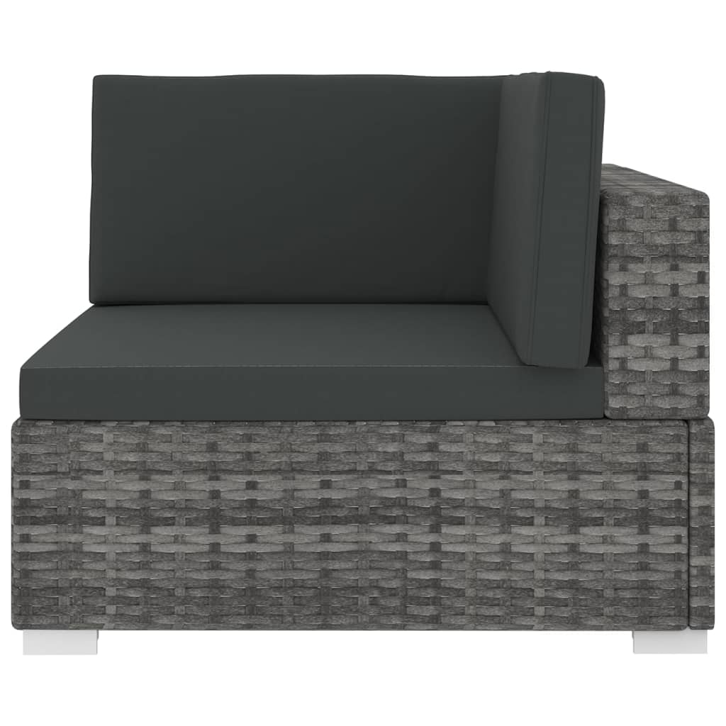 Poltrona Modulare ad Angolo 1 pz con Cuscini Polyrattan Grigio 46799