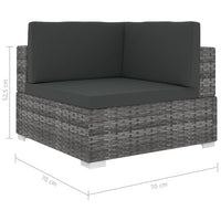 Poltrona Modulare ad Angolo 1 pz con Cuscini Polyrattan Grigio 46799