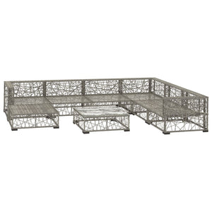 Set Divani da Giardino 8 pz con Cuscini in Polyrattan Grigio 46806