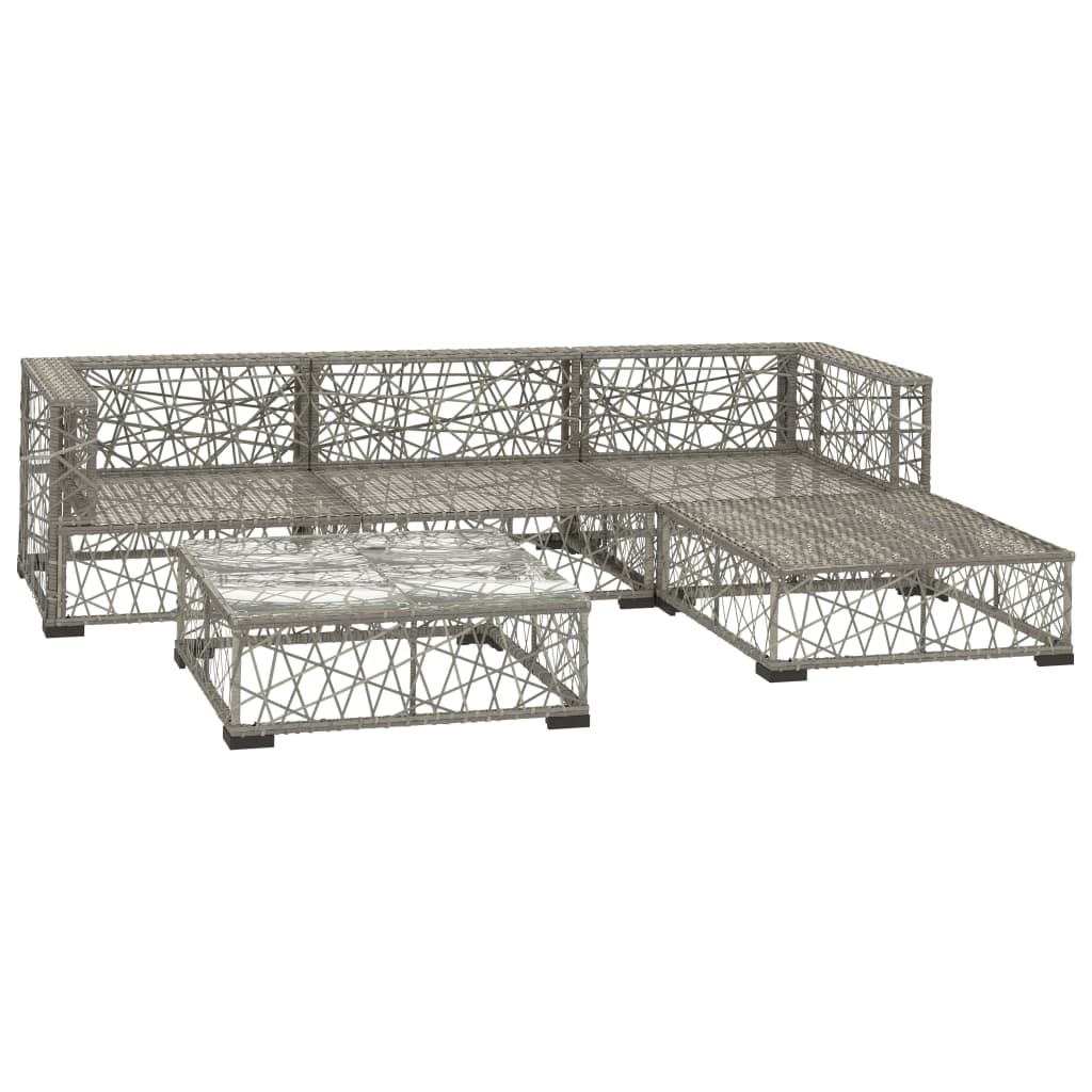 Set Divani da Giardino 5 pz con Cuscini in Polyrattan Grigio cod mxl 39349