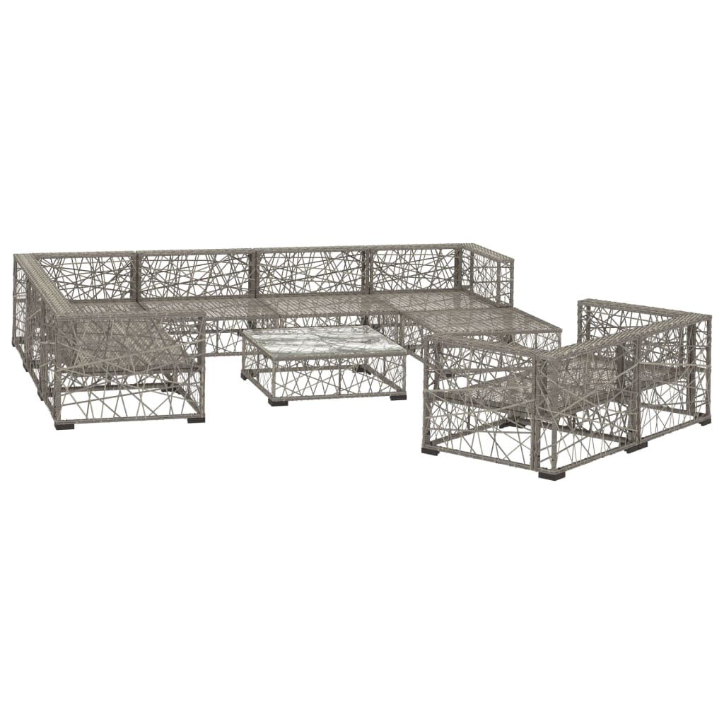 Set Divani da Giardino 10 pz con Cuscini in Polyrattan Grigio cod mxl 31973