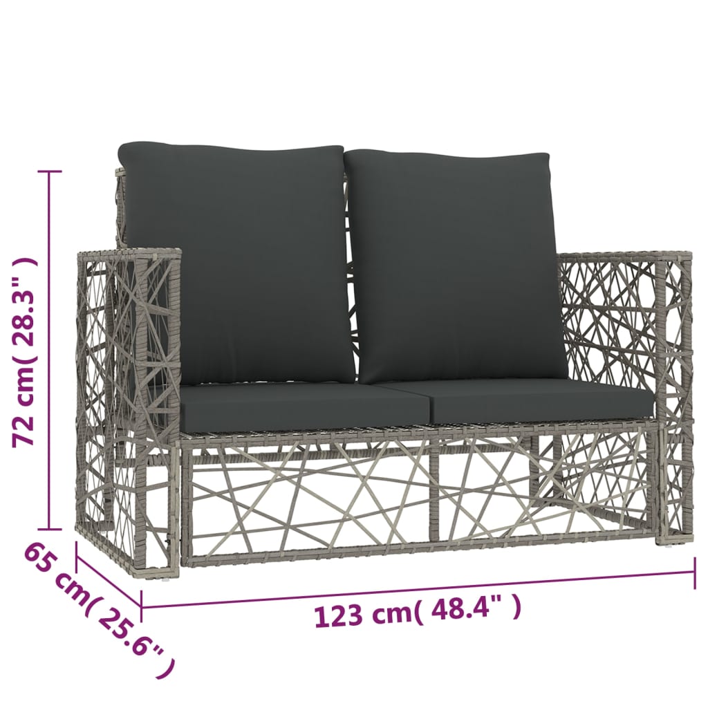 Set Divani da Giardino 2 pz con Cuscini in Polyrattan Grigio cod mxl 35549