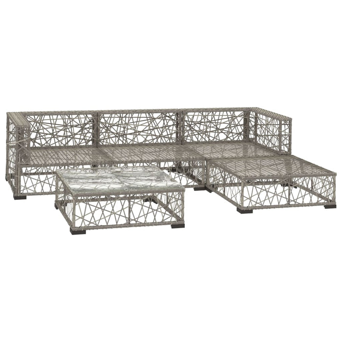 Set Divani da Giardino 5 pz con Cuscini in Polyrattan Grigio cod mxl 35612