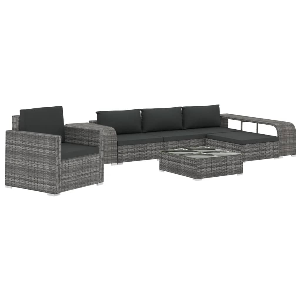 Set Divani da Giardino 8 pz con Cuscini in Polyrattan Grigio cod mxl 34634