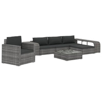 Set Divani da Giardino 8 pz con Cuscini in Polyrattan Grigio 46824