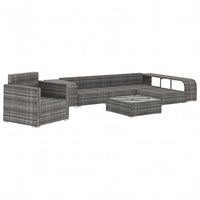 Set Divani da Giardino 8 pz con Cuscini in Polyrattan Grigio cod mxl 34634