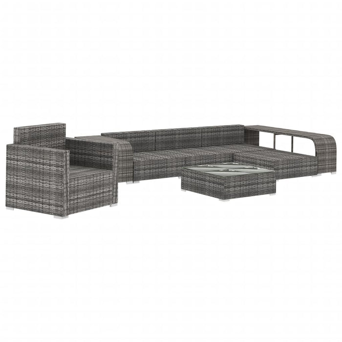 Set Divani da Giardino 8 pz con Cuscini in Polyrattan Grigio cod mxl 34634