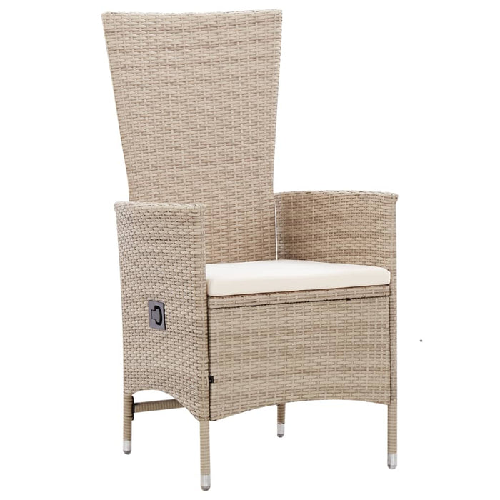 Set da Pranzo da Giardino 7 pz con Cuscini in Polyrattan Beige