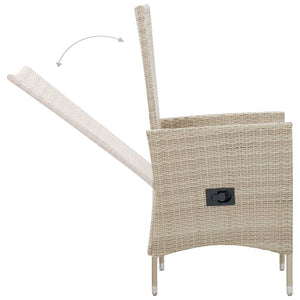 Set da Pranzo da Giardino 9 pz con Cuscini in Polyrattan Beige cod mxl 34597