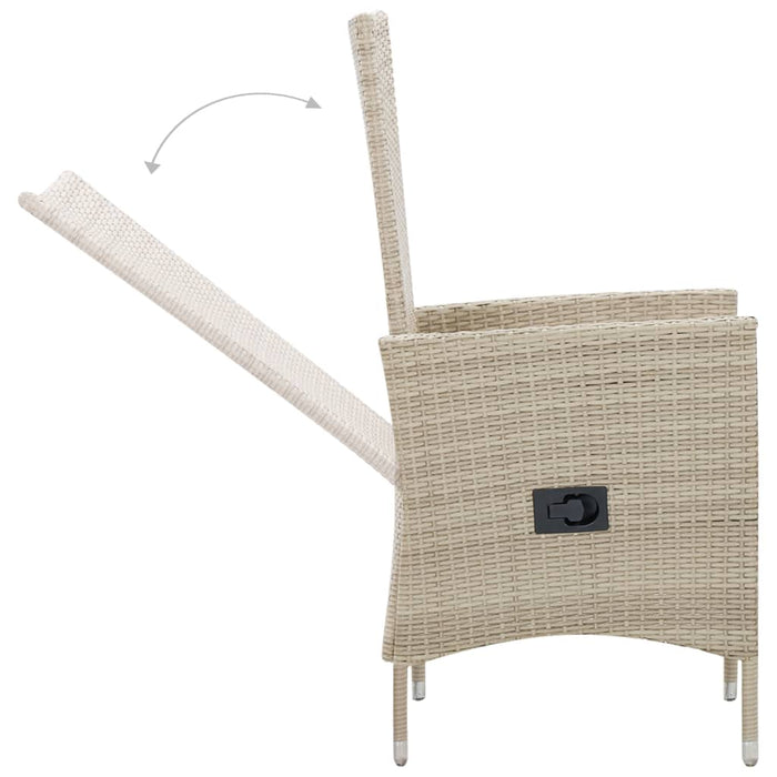 Set da Pranzo da Giardino 9 pz con Cuscini in Polyrattan Beige cod mxl 34597