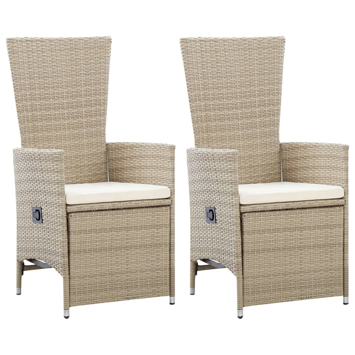 Sedie da Giardino Reclinabili 2 pz con Cuscini Polyrattan Beige 46046