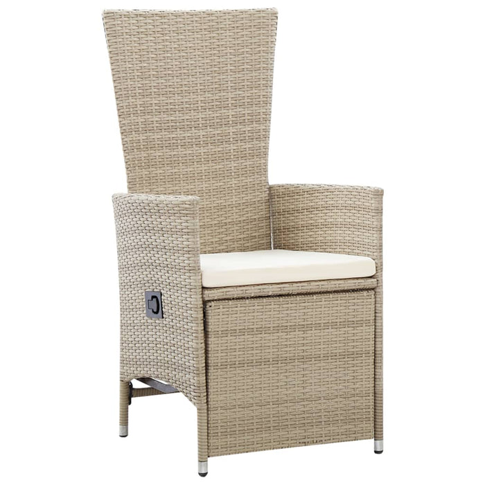 Sedie da Giardino Reclinabili 2 pz con Cuscini Polyrattan Beige 46046