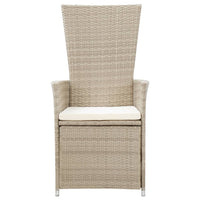 Sedie da Giardino Reclinabili 2 pz con Cuscini Polyrattan Beige 46046